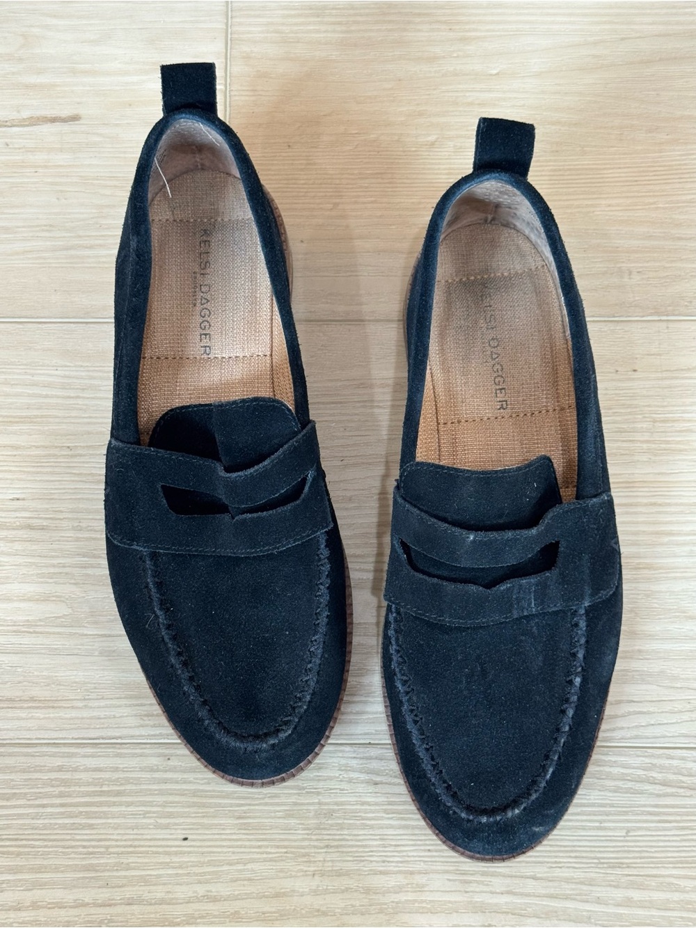 Black Suede Penny Loafers for Women - Classic Slip-On Style